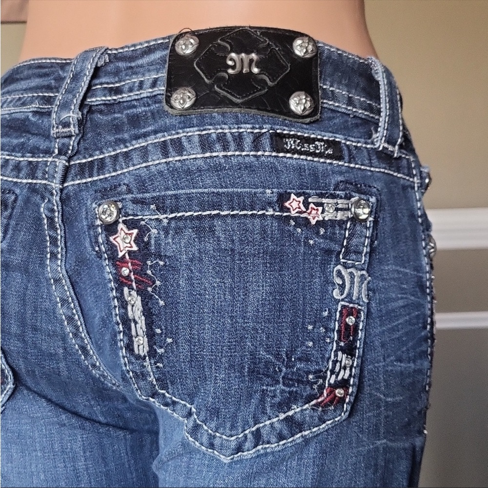 Miss me  patriotic USA Flag Capri EUC size 28 & 29 4th of July ship same day